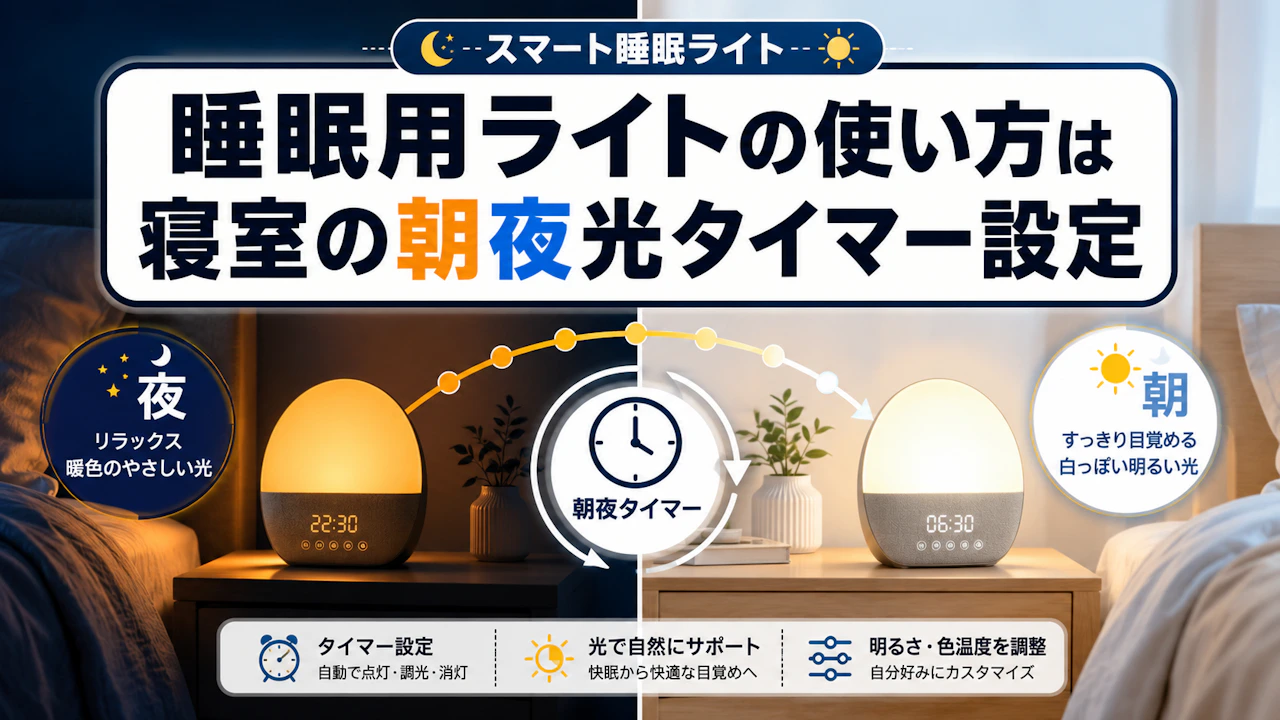 睡眠用ライトの使い方は寝室の朝夜光タイマー設定