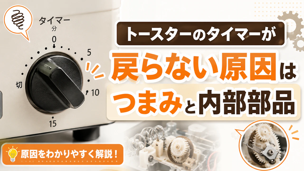 トースターのタイマーが戻らない原因はつまみと内部部品