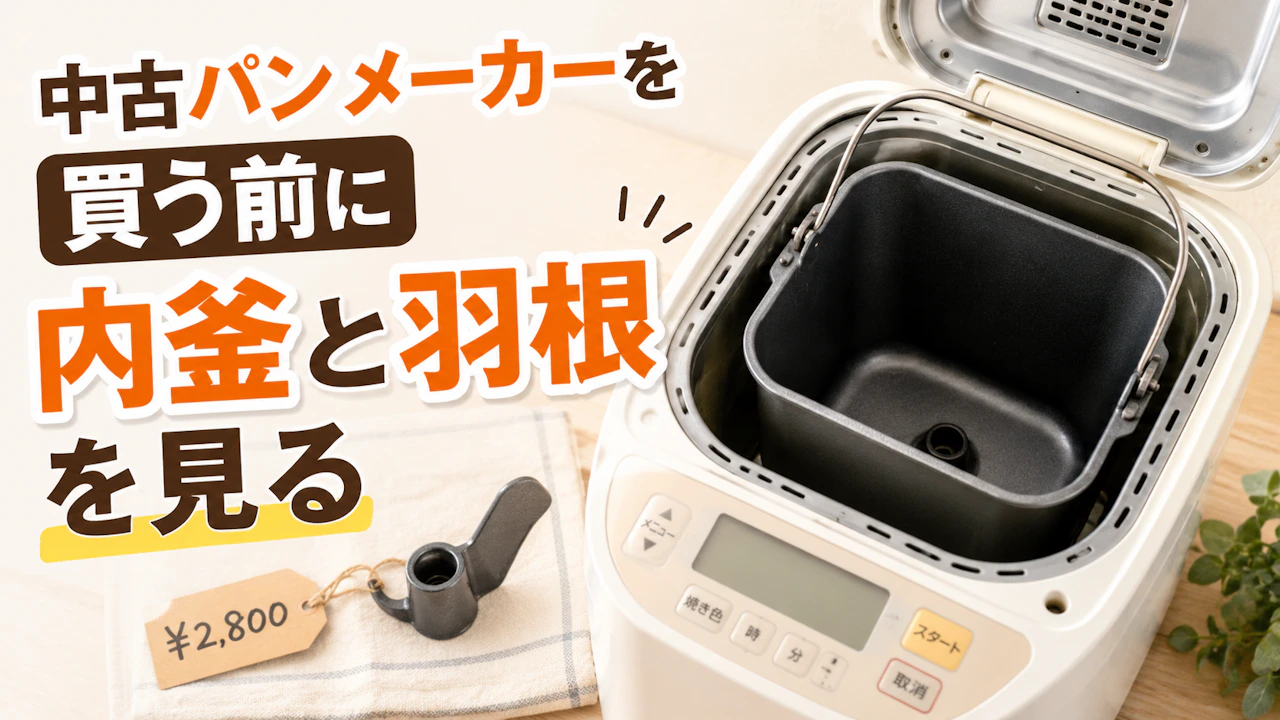 中古パンメーカーを買う前に内釜と羽根を見る