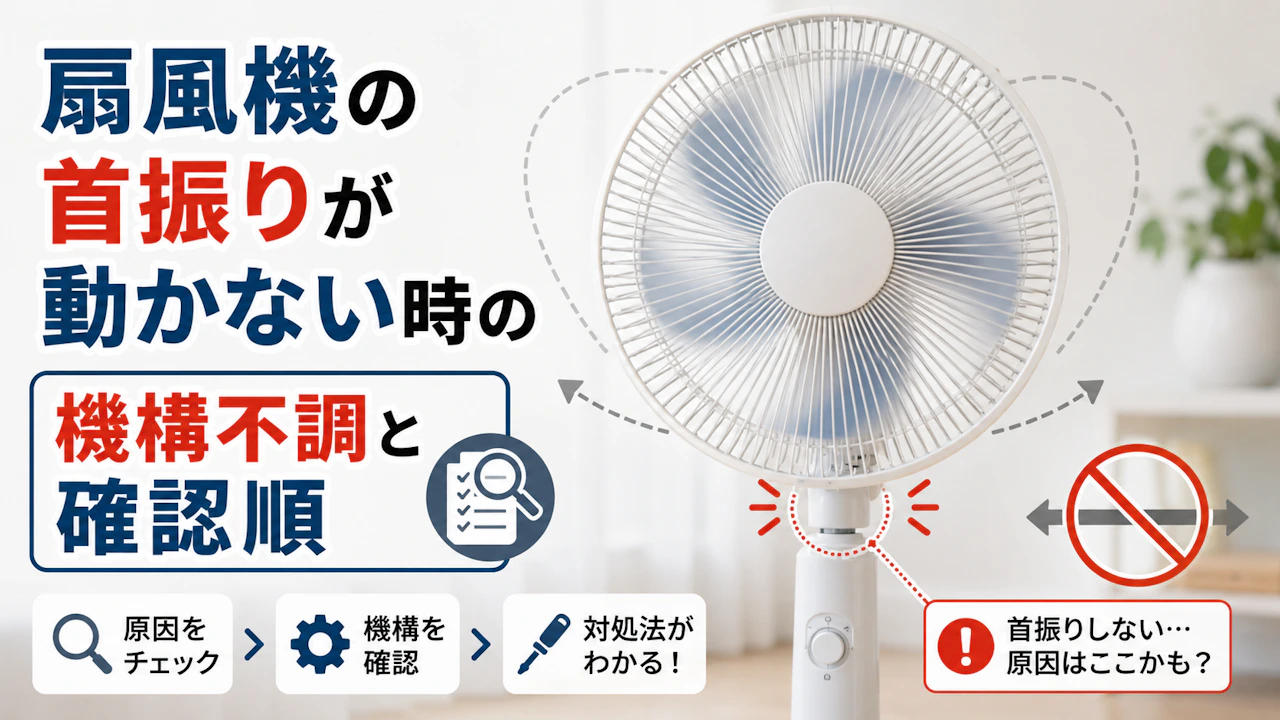 扇風機の首振りが動かない時の機構不調と確認順