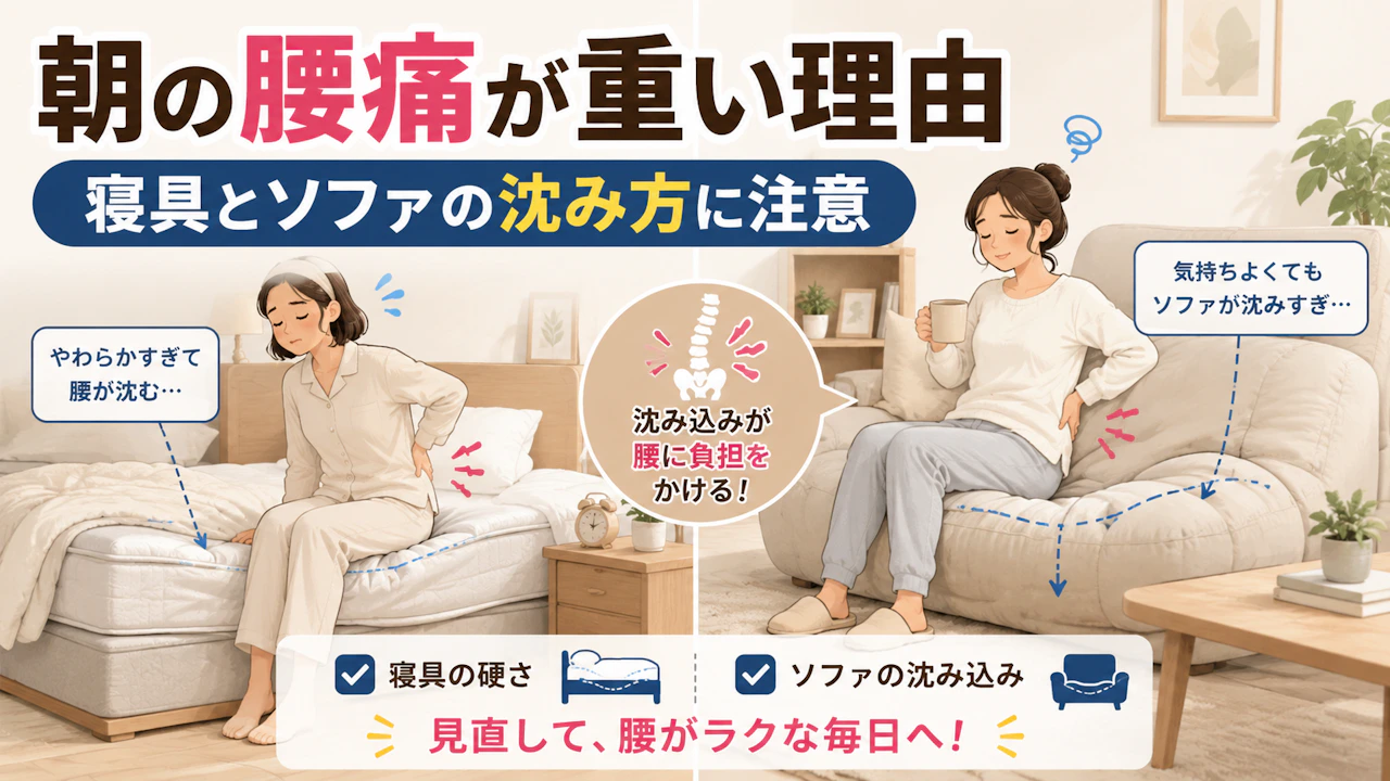 腰痛が朝起きたとき重い理由は寝具とソファの沈み方