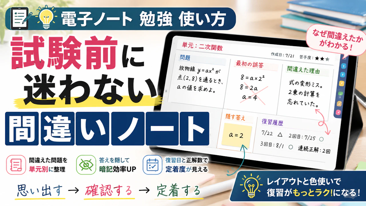 電子ノート 勉強 使い方試験前に迷わない間違いノート