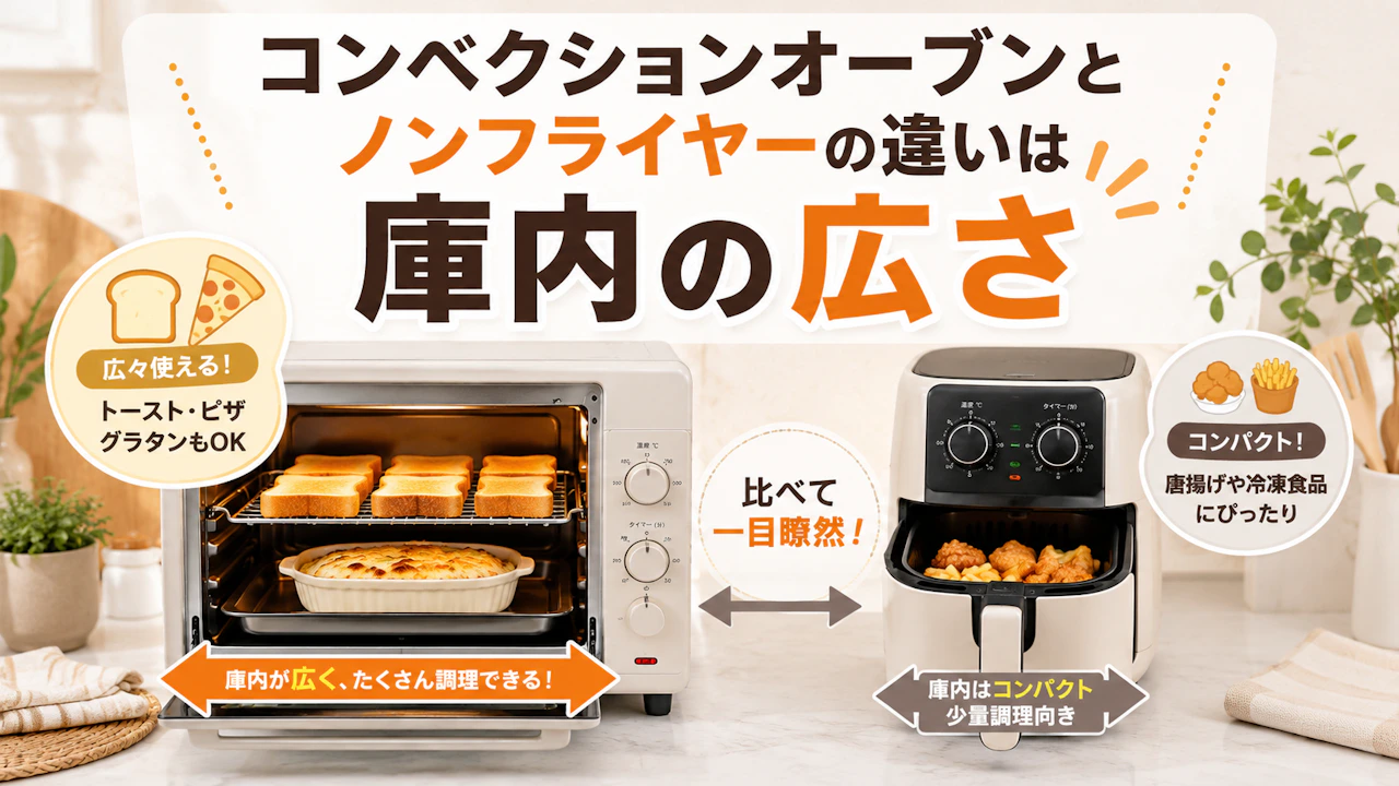 コンベクションオーブンとノンフライヤーの違いは庫内の広さ