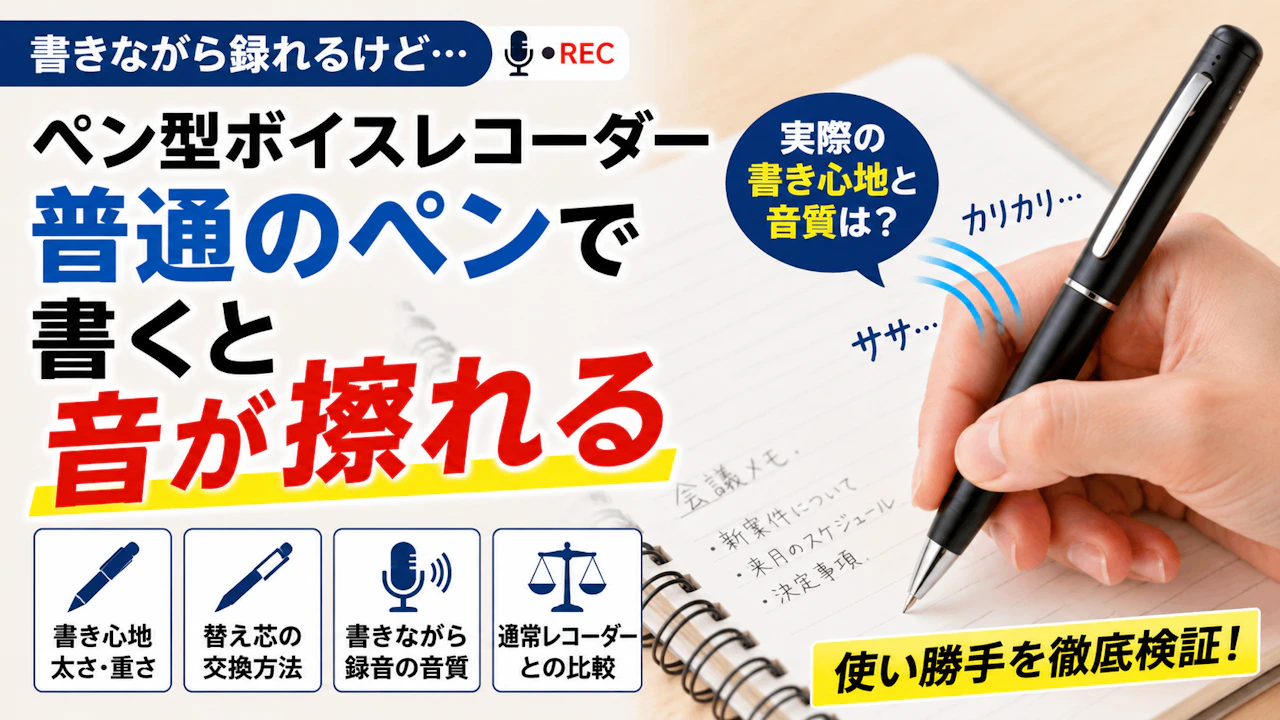 ペン型ボイスレコーダー普通のペンで書くと音が擦れる