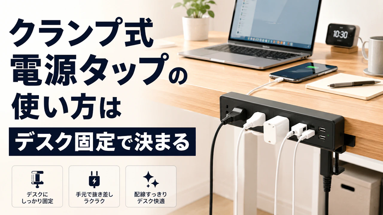 クランプ式電源タップの使い方はデスク固定で決まる