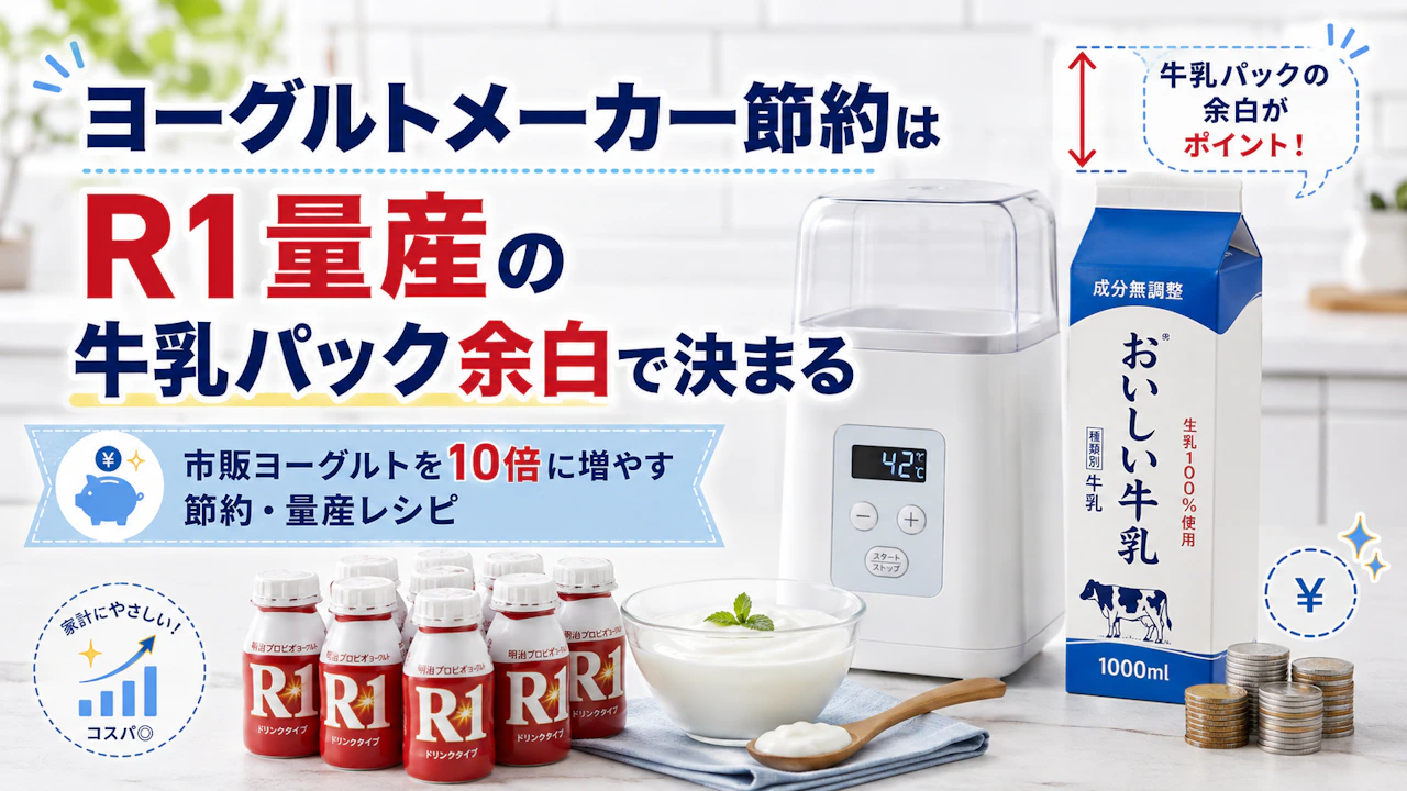 ヨーグルトメーカー節約はR1量産の牛乳パック余白で決まる