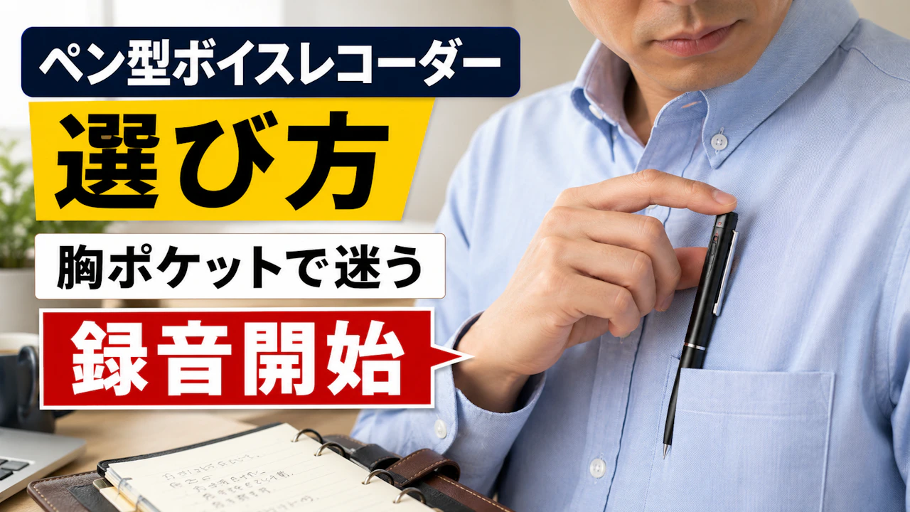 ペン型ボイスレコーダー 選び方胸ポケットで迷う録音開始
