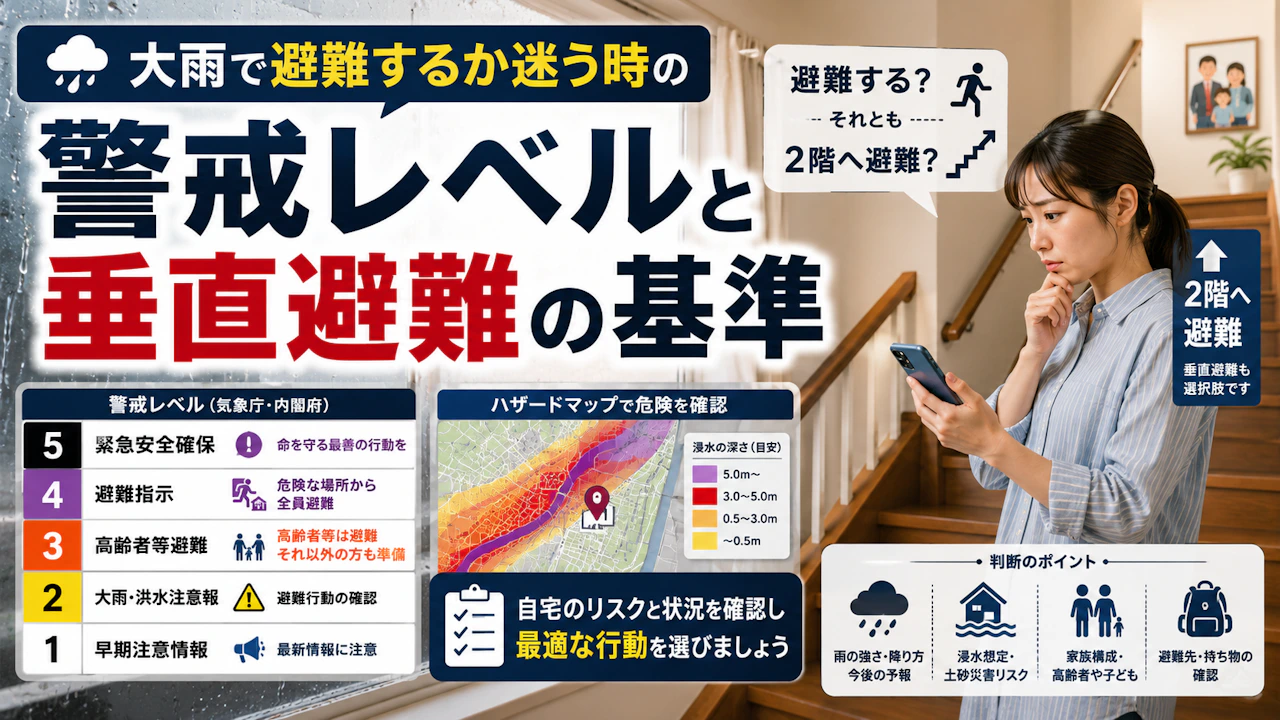 大雨で避難するか迷う時の警戒レベルと垂直避難の基準