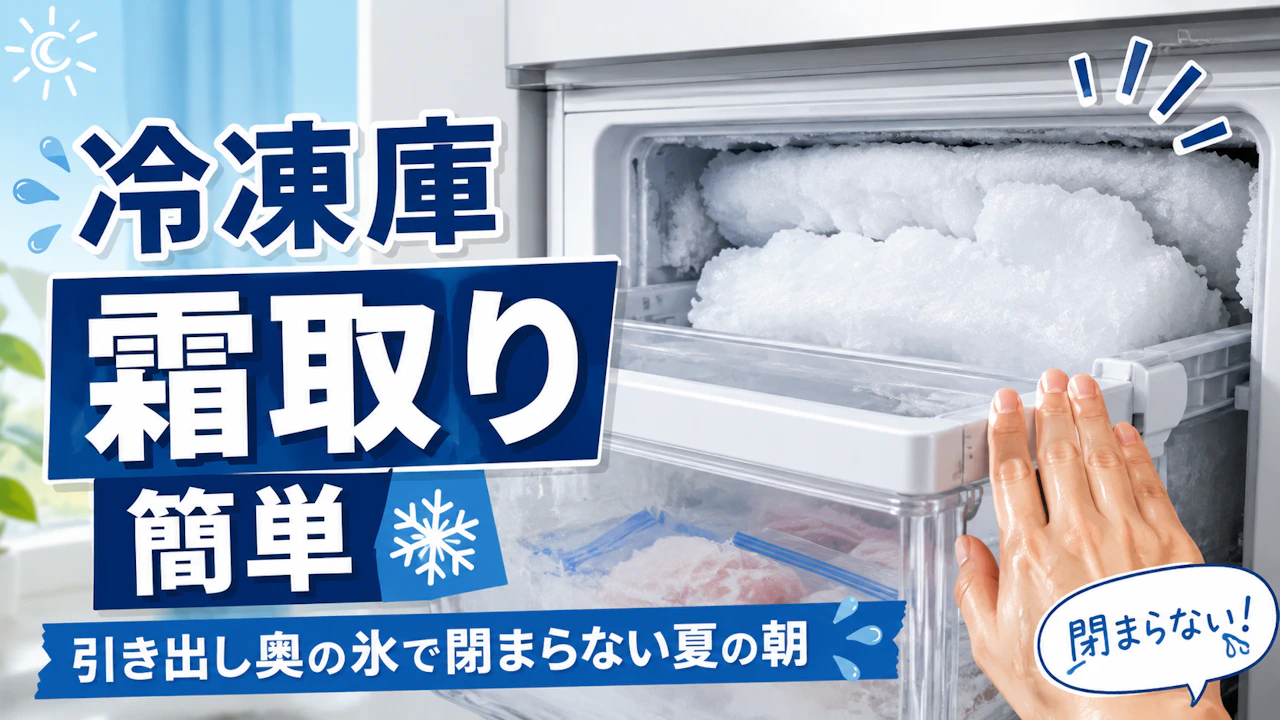 冷凍庫 霜取り 簡単引き出し奥の氷で閉まらない夏の朝