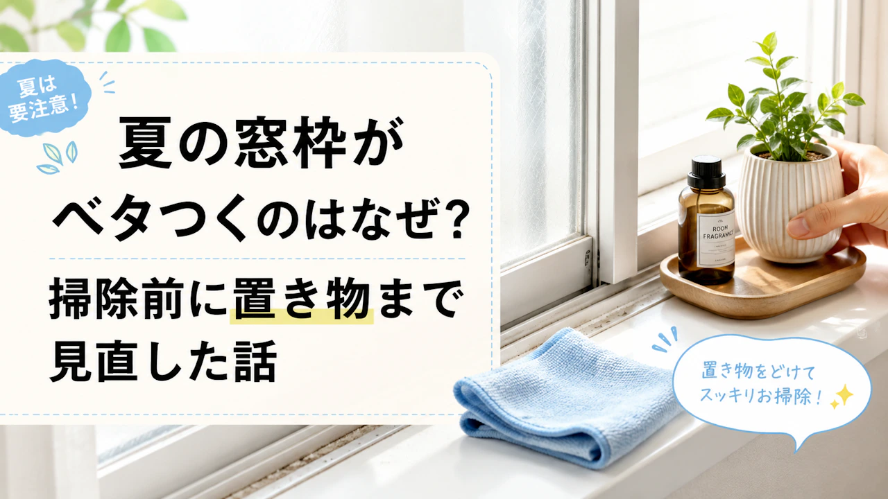 夏の窓枠がベタつくのはなぜ?掃除前に置き物まで見直した話