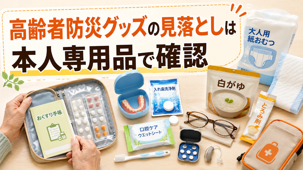 高齢者防災グッズの見落としは本人専用品で確認