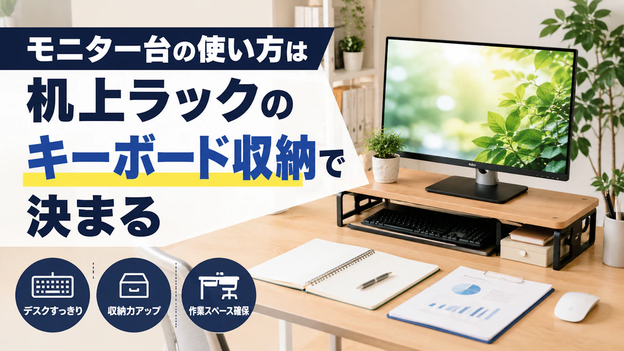 モニター台の使い方は机上ラックのキーボード収納で決まる