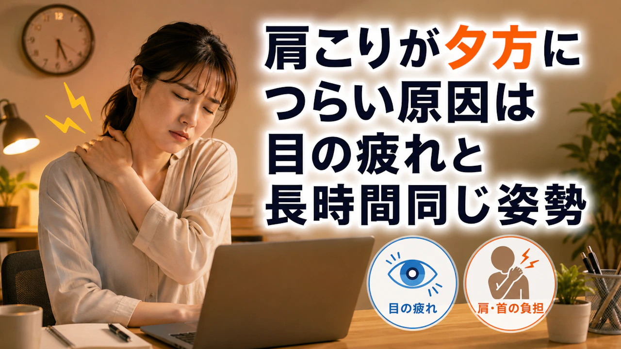 肩こりが夕方につらい原因は目の疲れと長時間同じ姿勢
