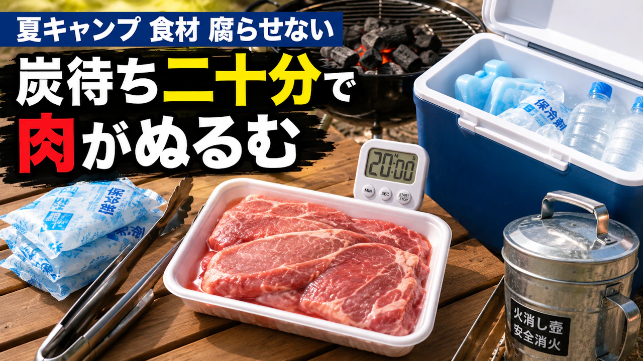 夏キャンプ 食材 腐らせない炭待ち二十分で肉がぬるむ