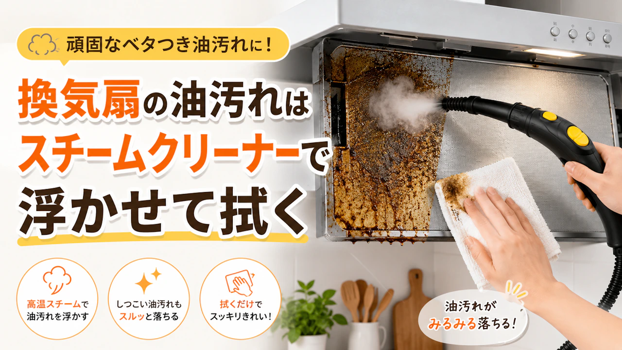 換気扇の油汚れはスチームクリーナーで浮かせて拭く