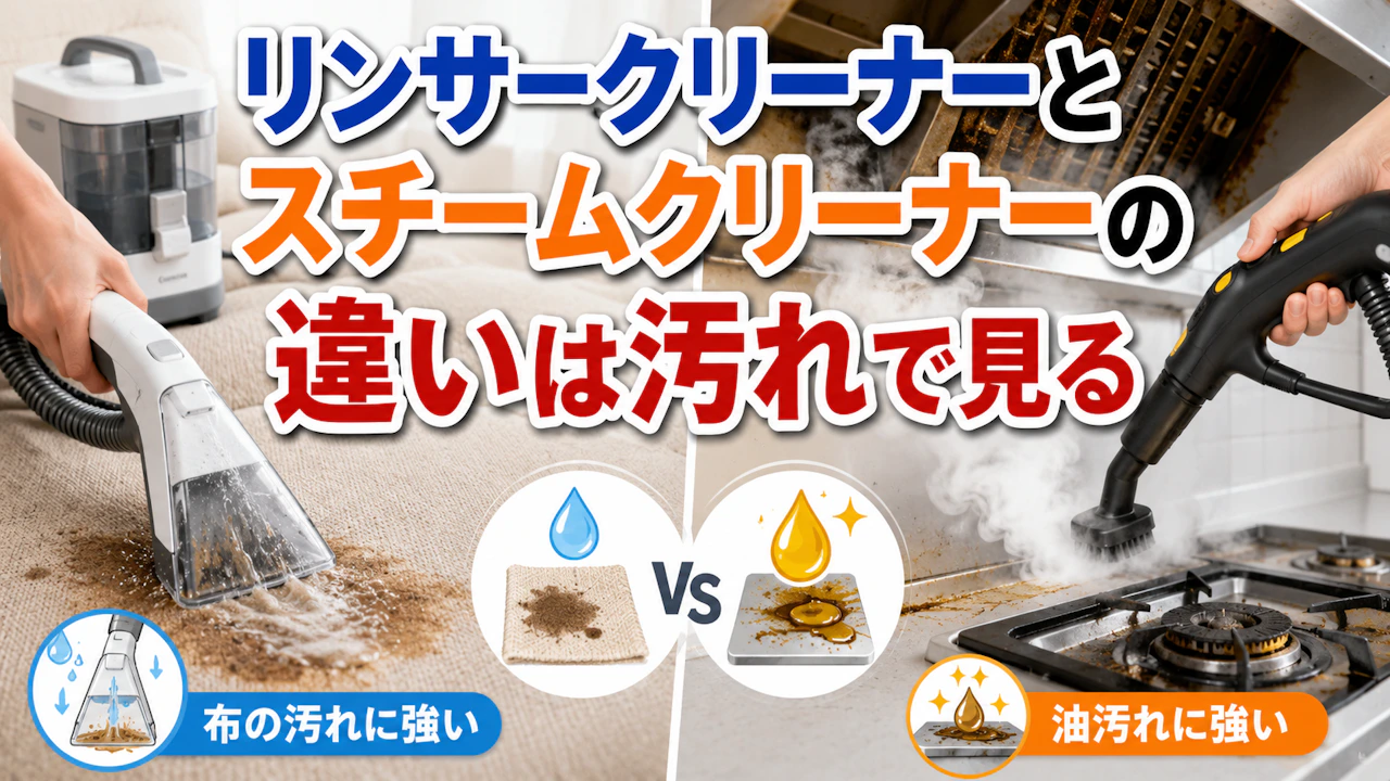 リンサークリーナーとスチームクリーナーの違いは汚れで見る