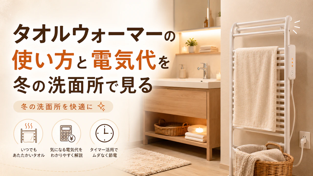 タオルウォーマーの使い方と電気代を冬の洗面所で見る