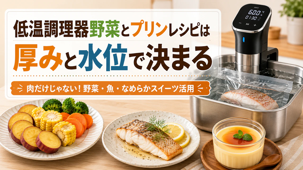 低温調理器野菜とプリンレシピは厚みと水位で決まる