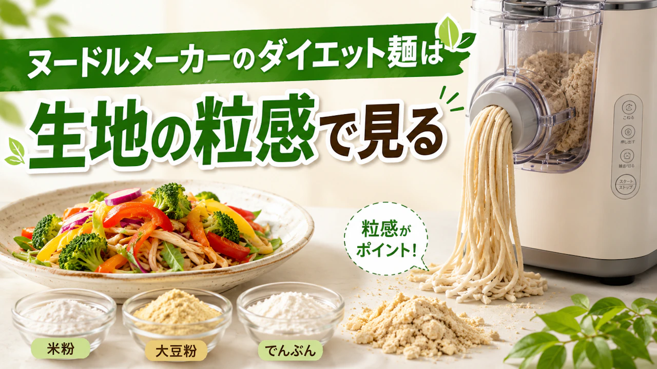 ヌードルメーカーのダイエット麺は生地の粒感で見る