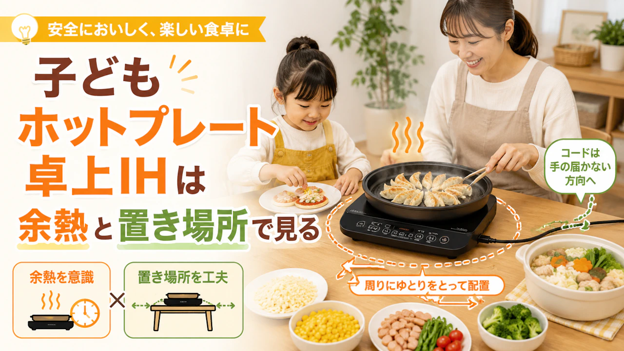 子どもホットプレート卓上IHは余熱と置き場所で見る