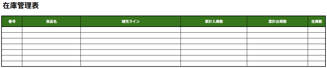 在庫管理表