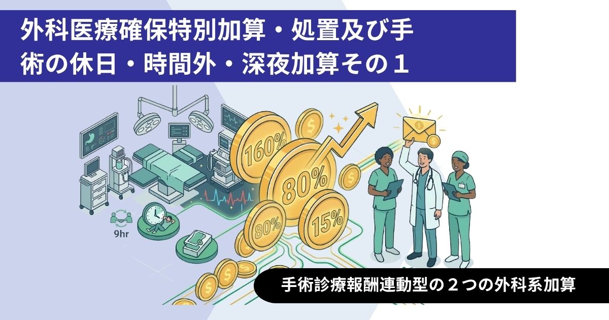 外科医療確保特別加算・処置及び手術の休日・時間外・深夜加算その１｜2026年改定で新設・強化された外科系加算の全体像と要件を解説