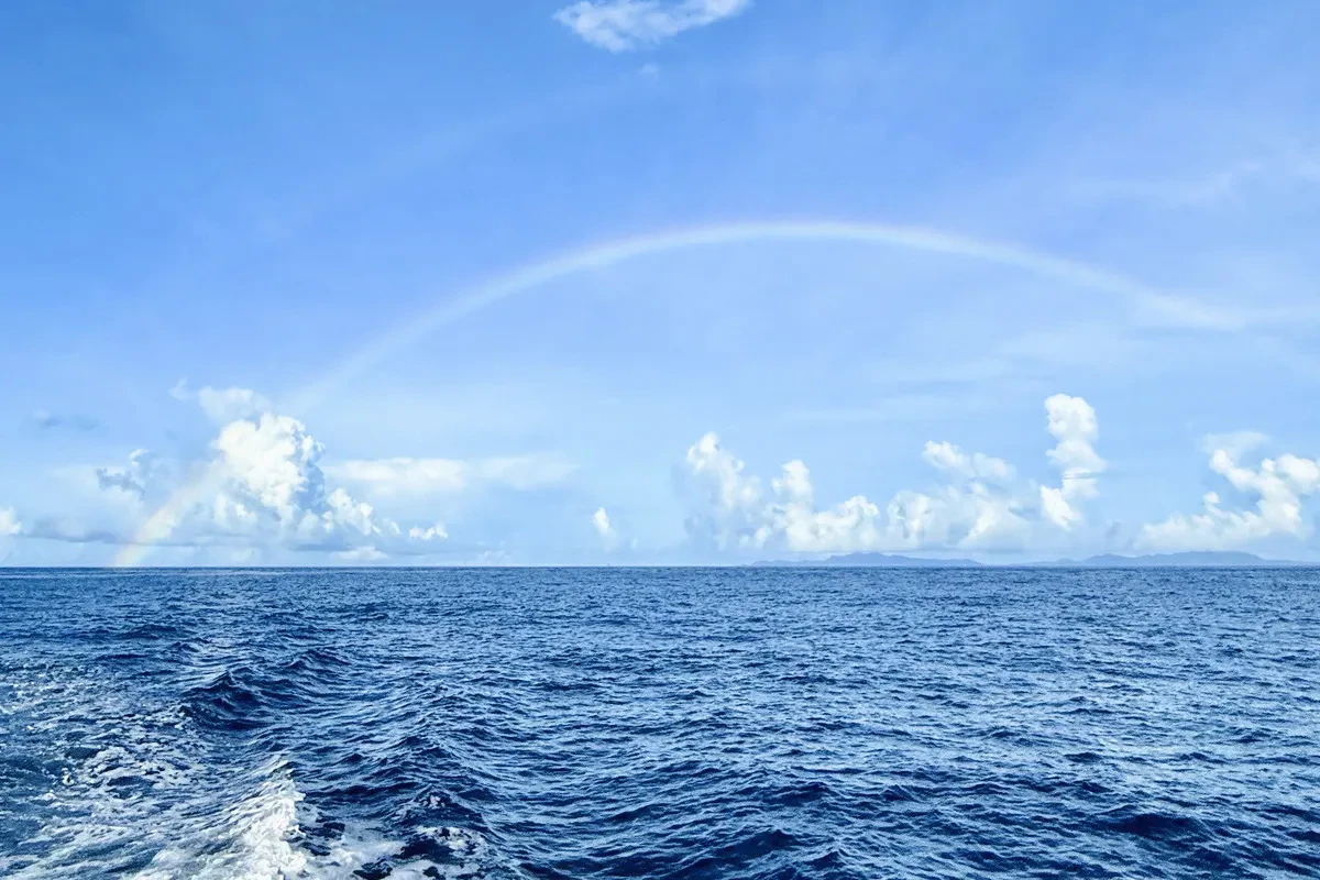 空にはうっすらと2本の虹