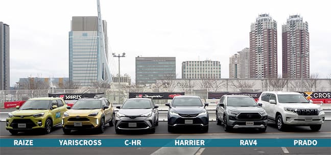 ランクルプラド・ランクル・RAV4・ハリアーの大きさを比較 フロント