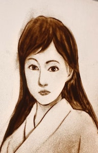 米国産砂で描いた日本人女性のサンドアート