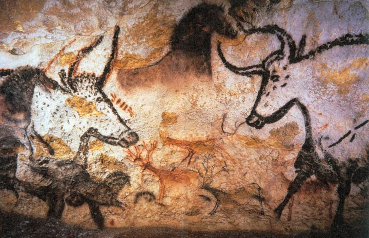 有名なラスコー洞窟の壁画(2万年前)フランス人の少年達が穴に落ちた犬を助けた際に洞窟を見つけた。