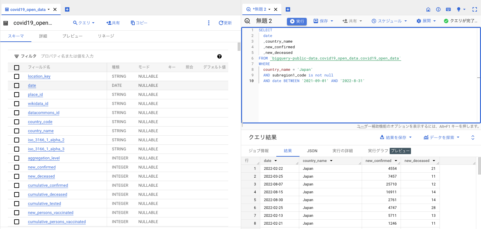 データスキーマの確認と抽出