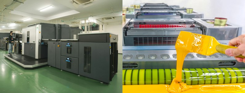 左:オンデマンド印刷、右:オフセット印刷