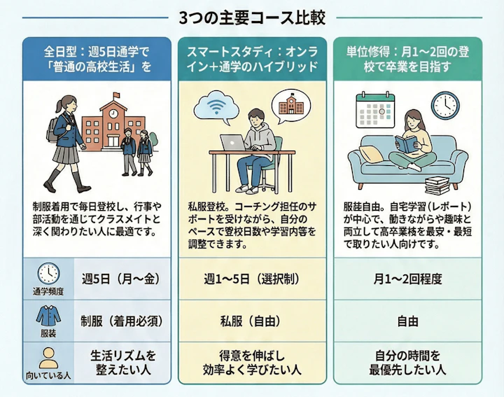 ３つの主要コース比較