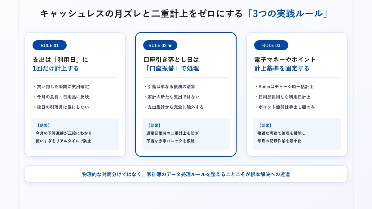 キャッシュレスの月ズレと二重計上をゼロにする3つの実践ルール