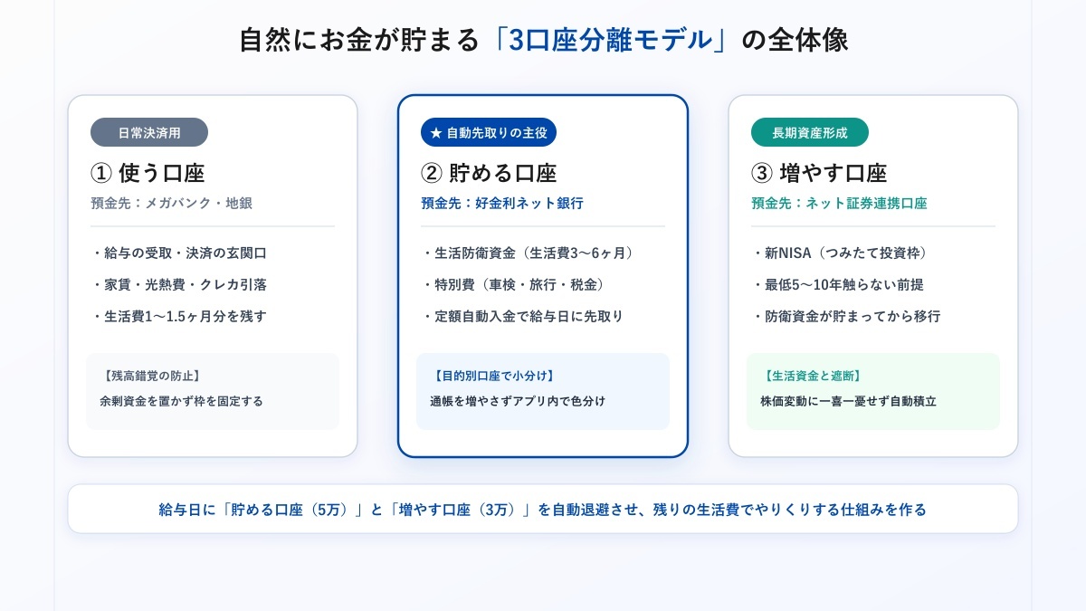 自然にお金が貯まる3口座分離モデルの全体像