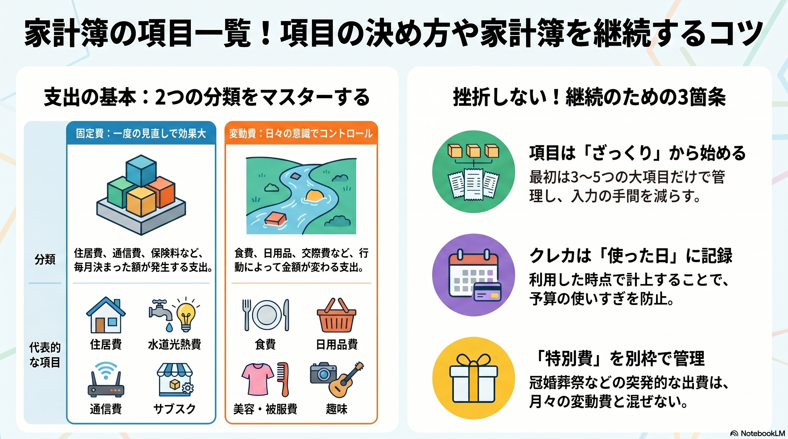 家計簿の項目一覧！項目の決め方や家計簿を継続するコツ