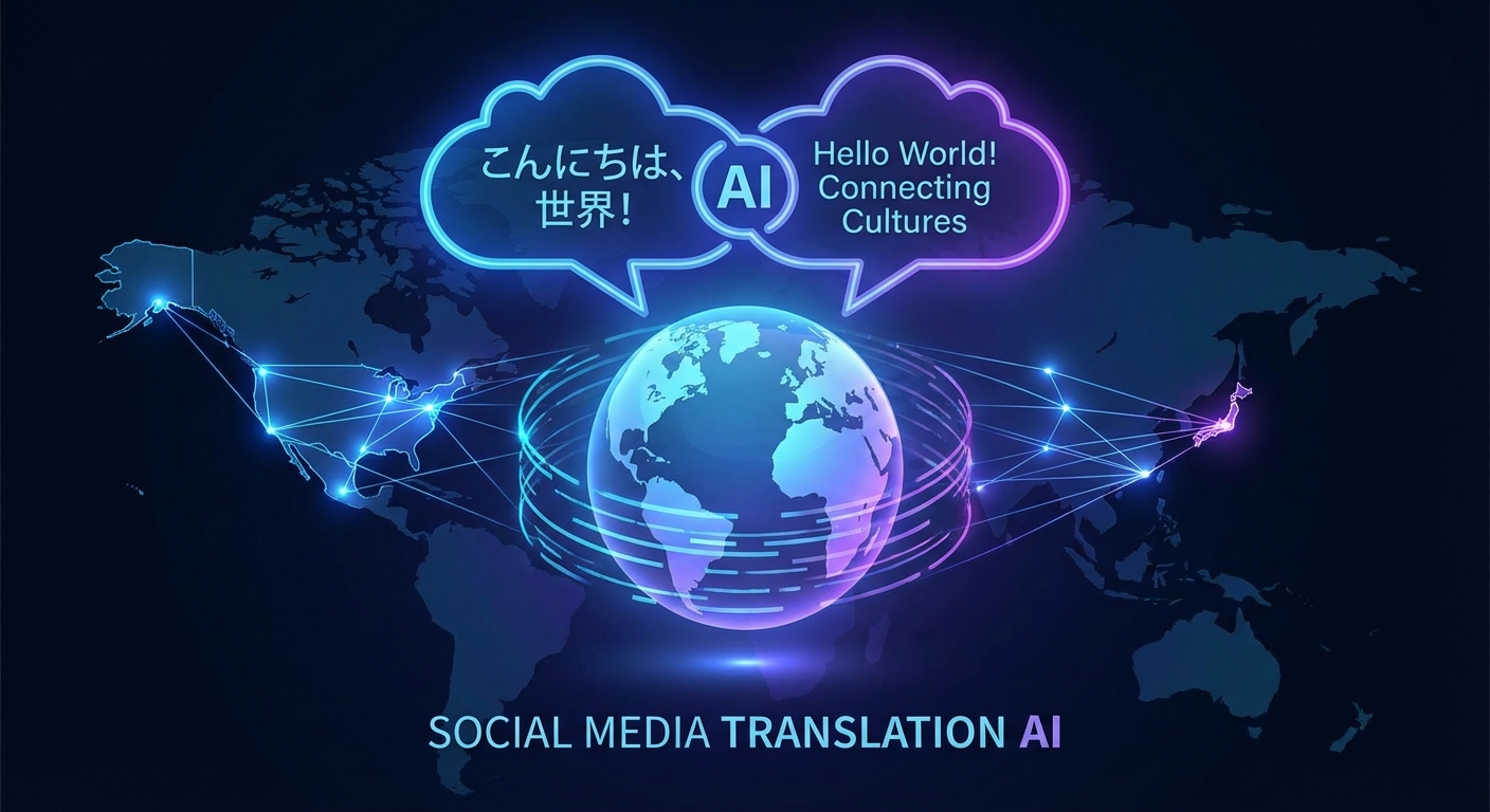 AIによるソーシャルメディア翻訳で日米の文化がつながるイメージ