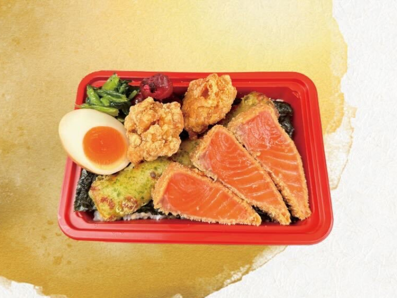 サーモンのレアカツ海苔弁当