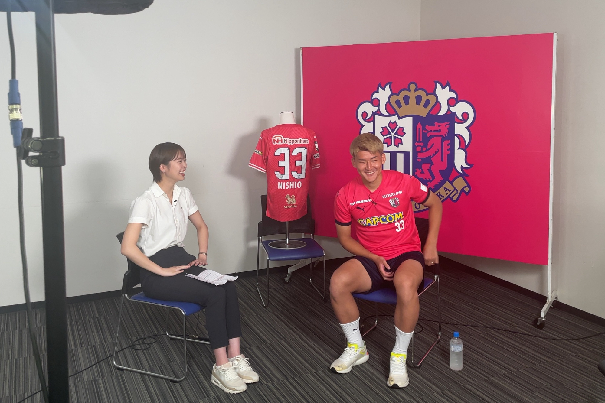 関西テレビ「newsランナー」で西尾 隆矢選手のインタビューの密着取材