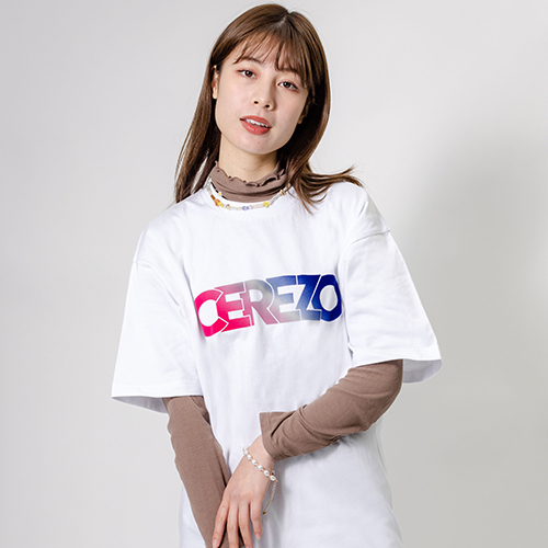 フロッキープリントＴシャツ　ホワイト