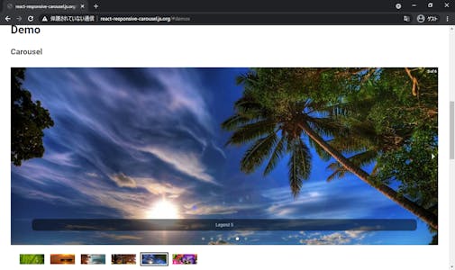react-responsive-carousel デモ画面のスクリーンショット