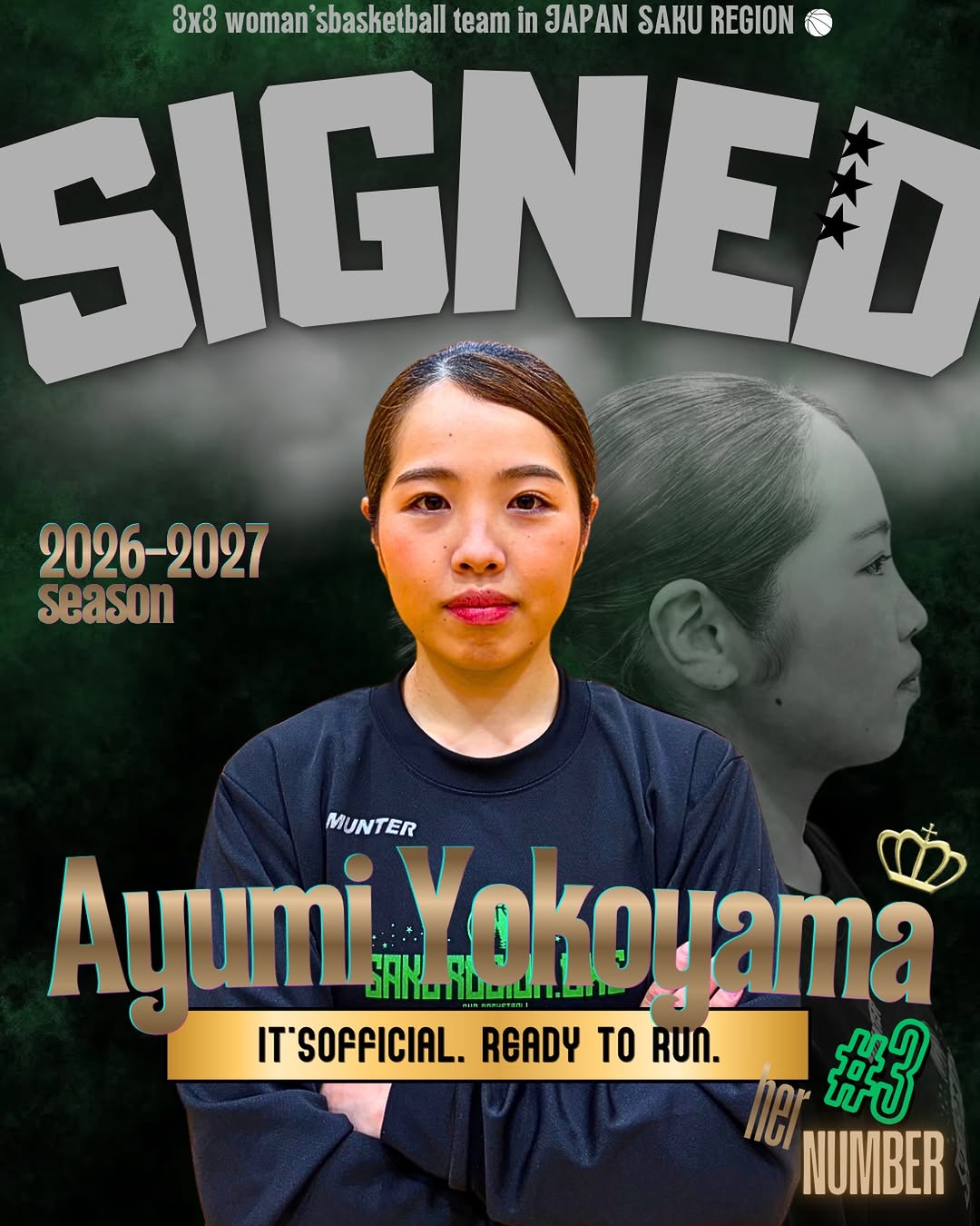 Ayumi Yokoyamaの2026-2027シーズン契約合意Instagramビジュアル