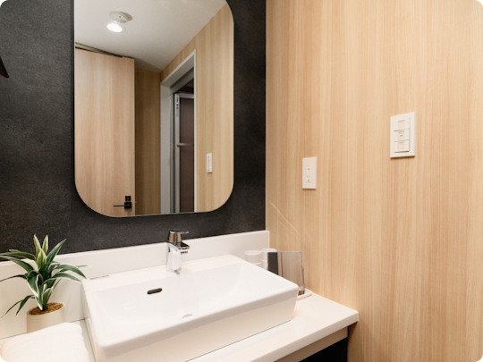 Separate washbasins and Bathrooms; 
all rooms are equipped with washer/dryers
