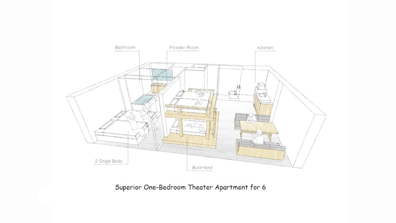 Superior One-Bedroom Theater Apartment for 6