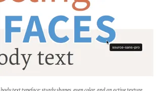 実際にWhat Fontを使用してる際の画像。カーソルの下にフォント名のみ表示されている。