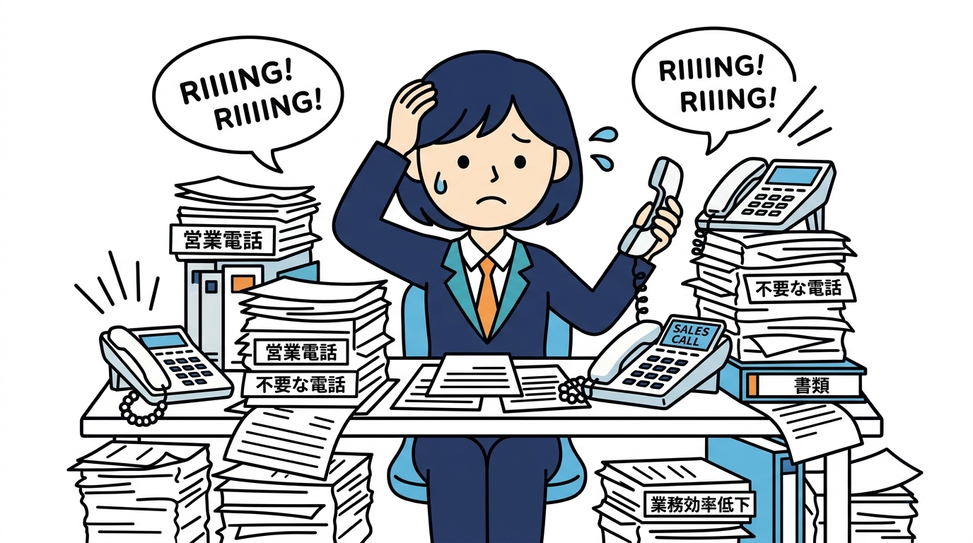 月700件の電話対応による業務中断の課題(AI電話による受付効率化前)