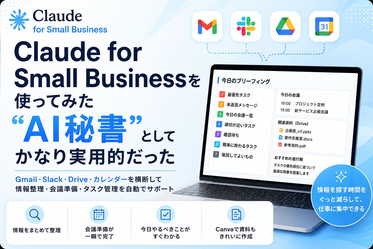 Claude for Small Businessを使ってみた|“AI秘書”としてかなり実用的だった