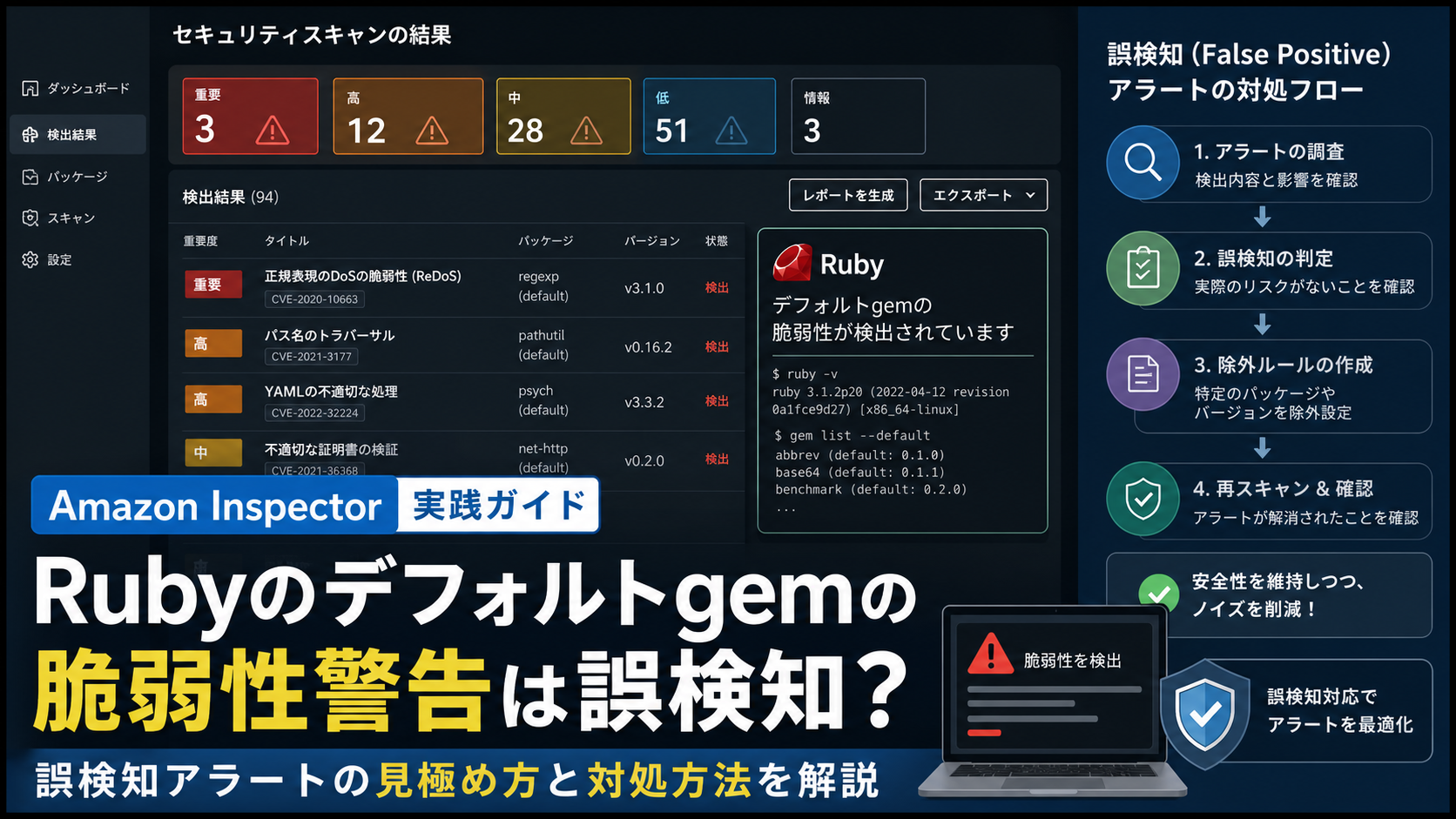 RubyのデフォルトgemによるAmazon Inspector誤検知とその対処方法