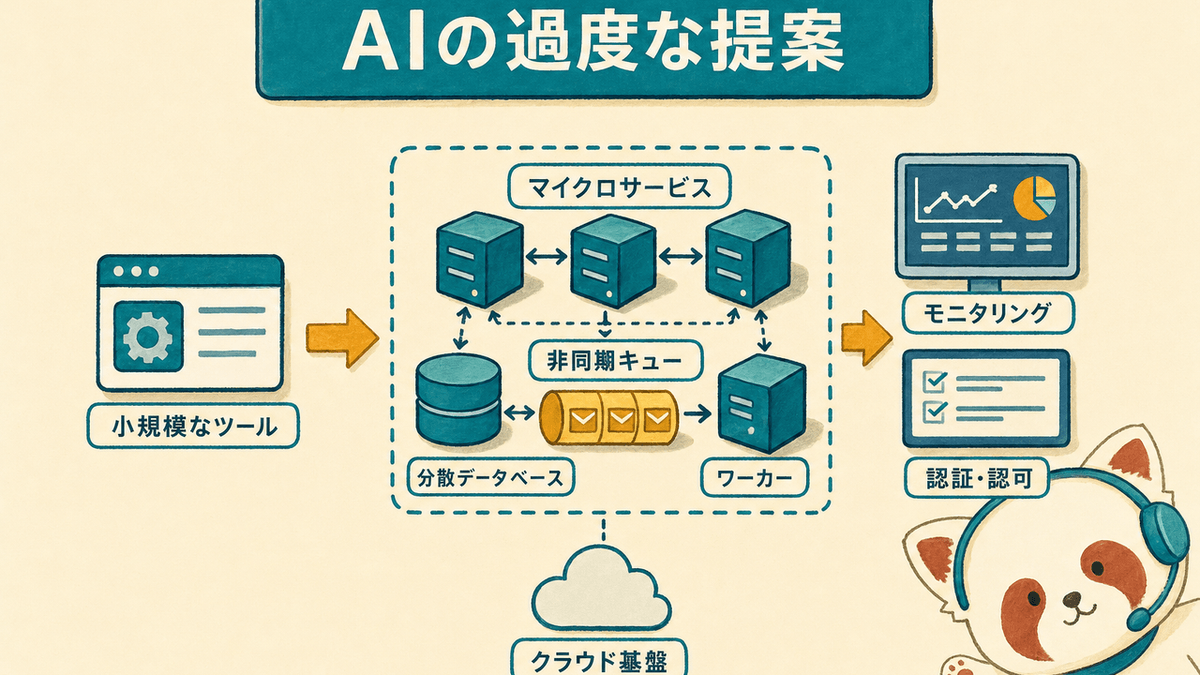 AIによる過剰設計(Over-engineering)のイメージ