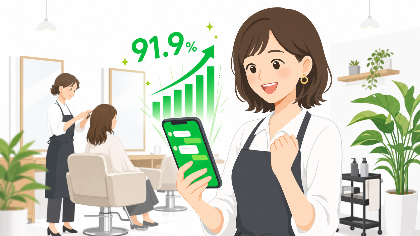 LINEミニアプリ導入で再来店率が向上した美容室のイメージ